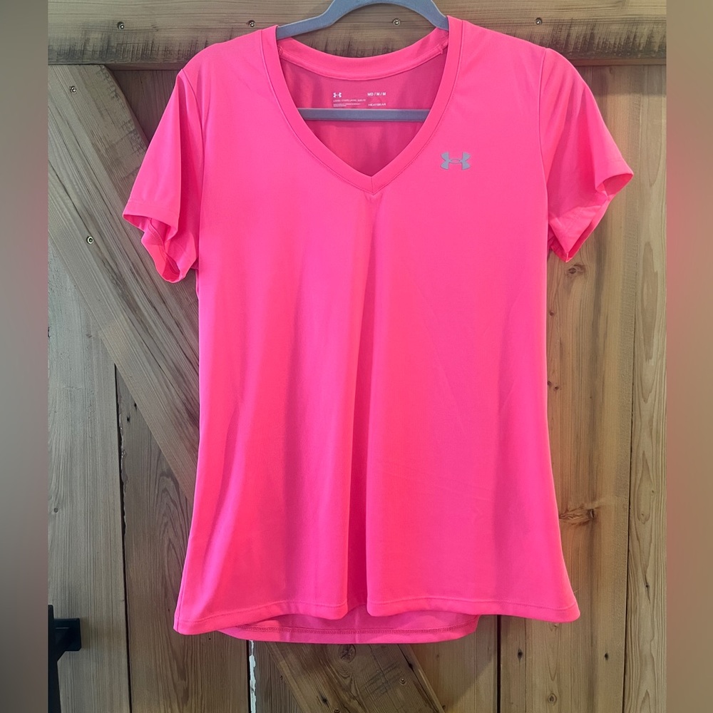 Women's UA Tech™ V-Neck Short Sleeve Neon Pink Medium NWT